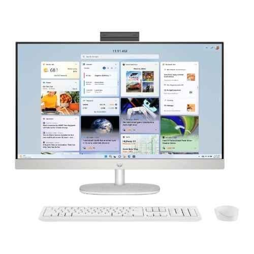 HP All-in-One PC Ryzen 5 7520U 16GB LPDDR5, 1TB SSD FHD IPS Display AMD Radeon Graphics, Wireless Keyboard and mouse combo, FHD Camera Win 11, MSO, Shell White 27-cr0445in