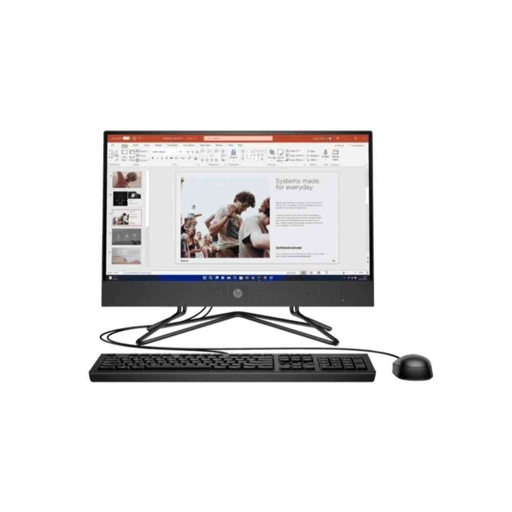 HP Pro G4 200 All-in-One Black Desktop with i3-1215U/4GB DDR4-3200 MHz RAM/512 GB PCIe NVMe M.2 SSD/DVD/FreeDOS & 21.5 inch Diagonal FHD Display, AB0M5PT