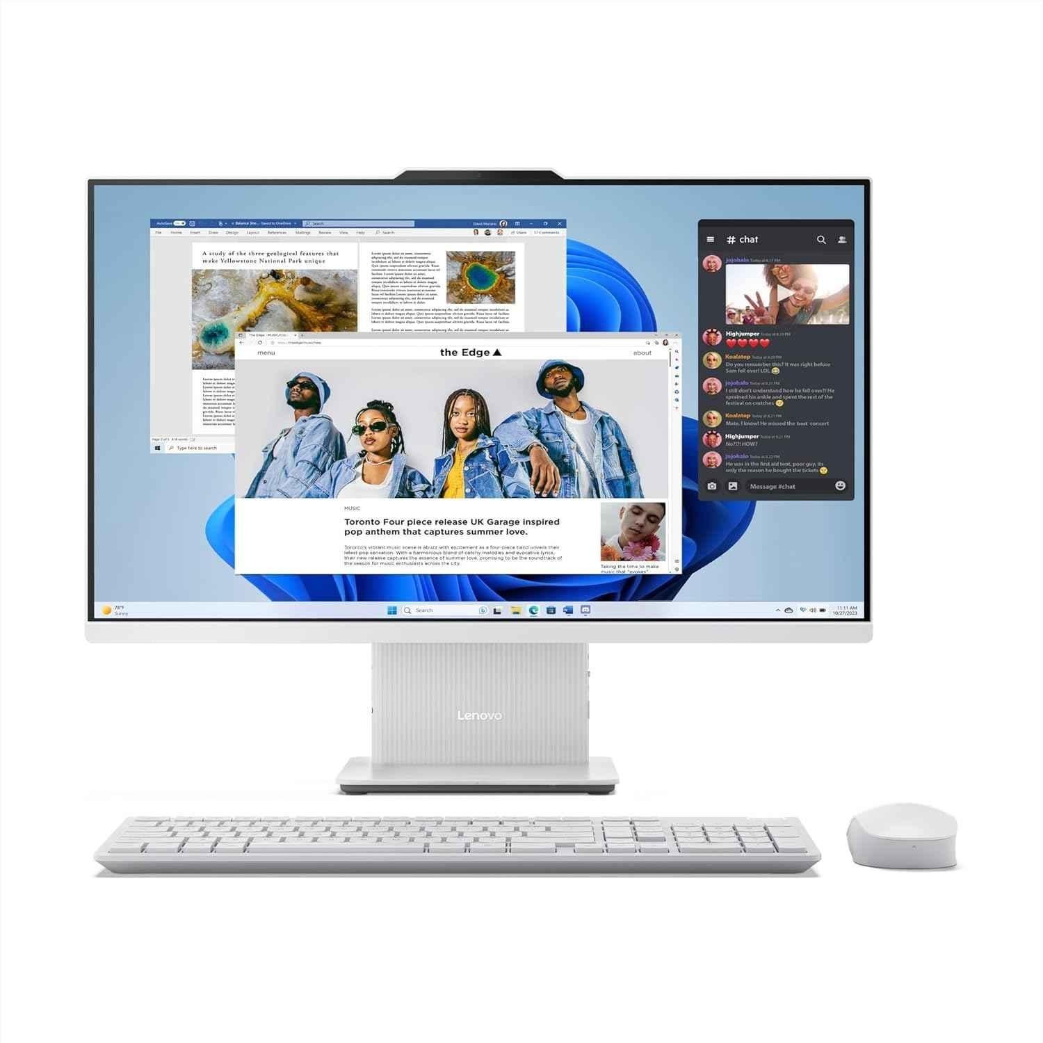 Lenovo IdeaCentre AIO 27 inch Cloud Grey QHD All In One Desktop with Intel Core i5 13420H/32GB DDR5/1TB SSD/MS Office 2024/Windows 11 Home, Keyboard & Mouse, F0HM00PNIN