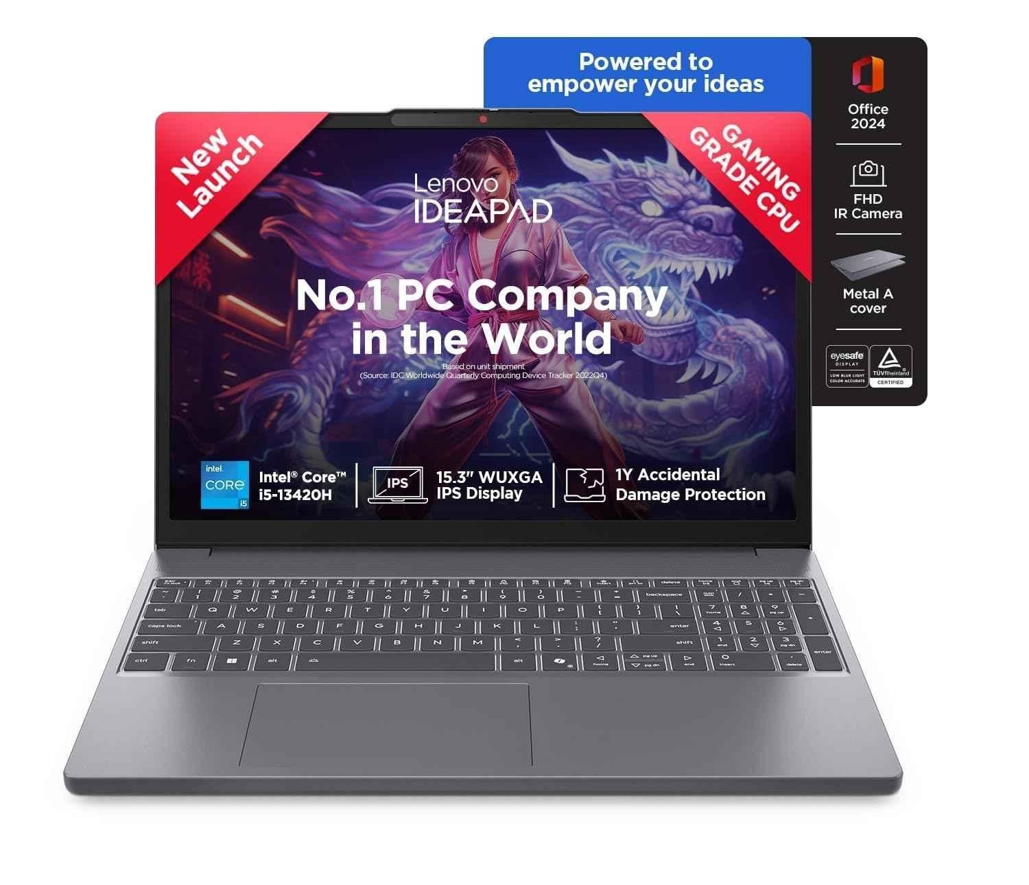 Lenovo IdeaPad Slim 3 Luna Grey Laptop with 13th Gen Intel Core i5-13420H/16GB/1TB SSD/Win 11 & 15.3 inch WUXGA Display, 83K100S0IN