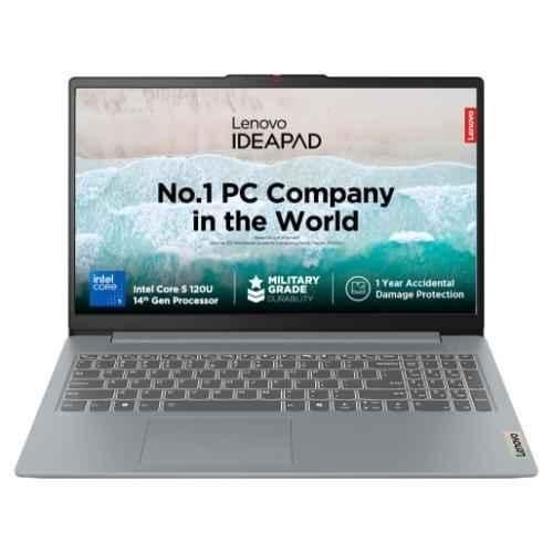 Lenovo IdeaPad Slim 3 14th Gen Intel Core 5 120U 15.6 inch Grey Laptop with 16GB/512GB SSD/Win 11/MS Office 2021/Backlit Keyboard FHD IPS/1 Year ADP Free/3 Mon. Game Pass, 83E6001UIN
