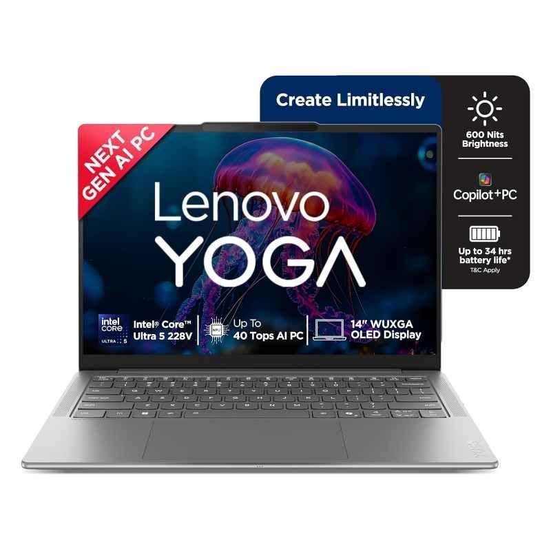 Lenovo Yoga Slim 7 14ILL10 Grey Laptop with 13th Gen/Intel Core Ultra 5/32GB/1TB SSD/Win 11 Home & 14 inch OLED Display, 83JX001LIN