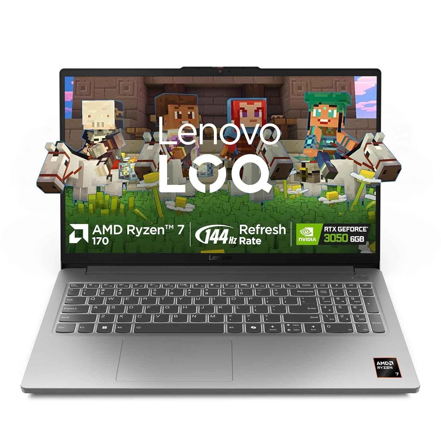 Lenovo LOQ Essential 15ARP10E Luna Grey Laptop with AMD Ryzen 7 170/16GB/512GB SSD/Win 11 Home & 15.6 inch LCD Display, 83S000CRIN