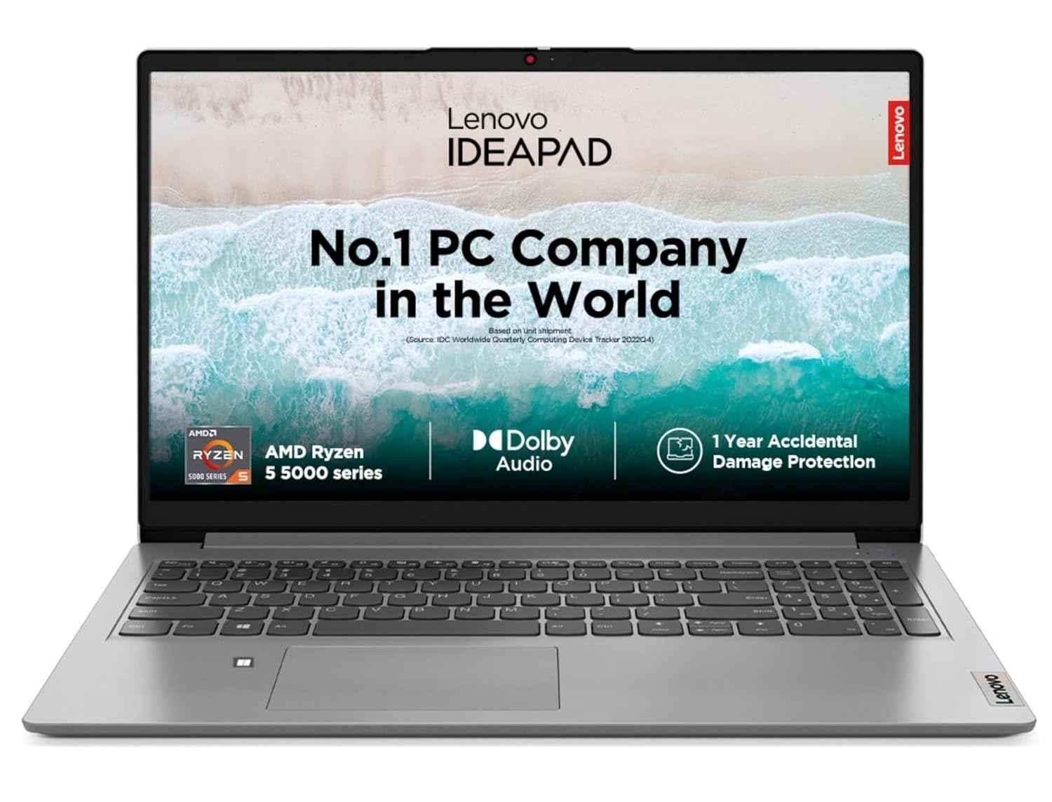 Lenovo IdeaPad Slim 1 Cloud Grey Laptop with AMD Ryzen 5 5500U/DDR4/ 16GB/512GB Windows 11 Home & 15.6 inch Display, 82R400ERIN