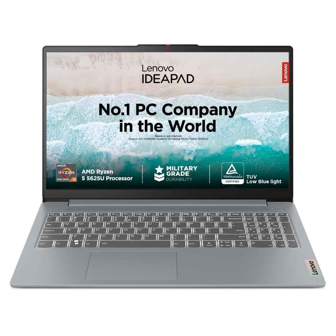 Lenovo IdeaPad Slim 3 Arctic Grey Laptop with AMD Ryzen 5 5625U Processor/16GB RAM/512GB SSD & 15.6 inch FHD Display, 82XM00UGIN