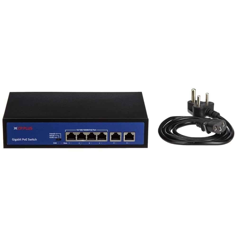 CP Plus 6 Port Switch with 4 Gigabit PoE Port & 2 Gigabit Uplink Port, CP-DNW-GPU4G2-48-V3