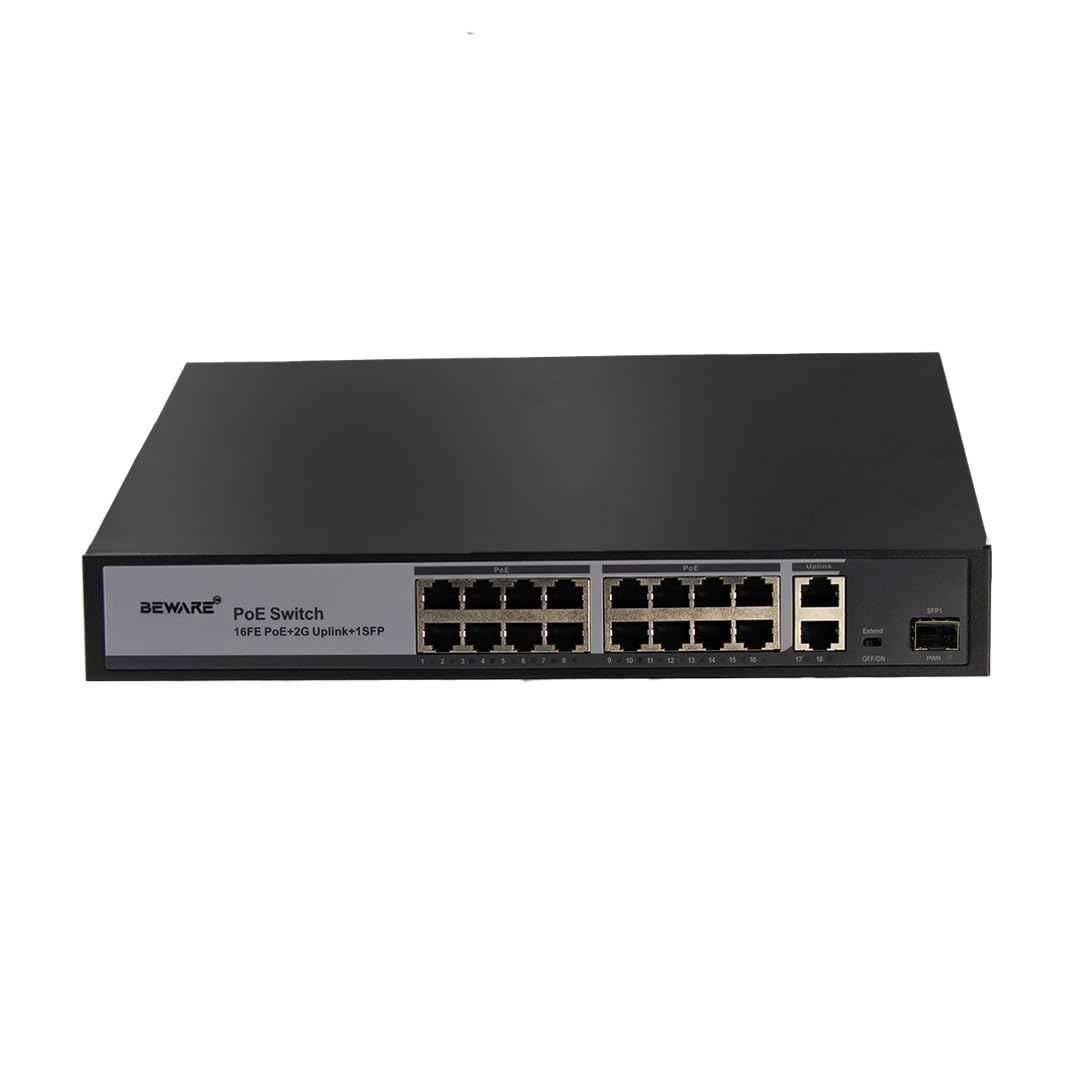 Beware 16 Port PoE Switch Full Gigabit | Professional Gigabit PoE Network Switch with SFP for CCTV Surveillance