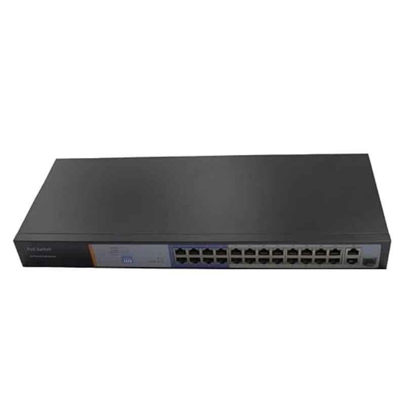 Beware 24 Port PoE Switch with 2 Uplink Ports | Professional Fast Ethernet PoE Switch for CCTV Surveillance Systems