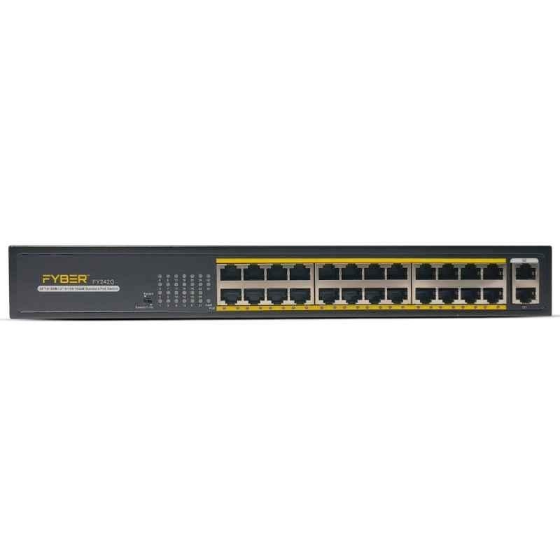 Fyber 24+2 Port 10/100/1000Mbps 250W +2 Uplink 10/100/1000 250W 2 Uplink Giga PoE Switch, FY-242GE