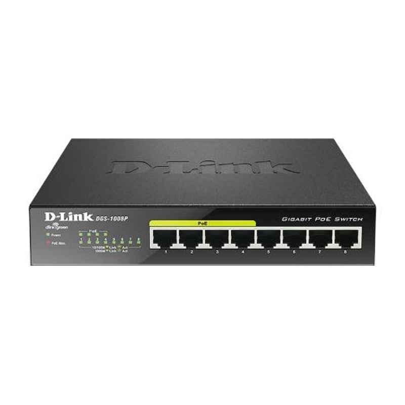 D-Link 8-Ports 10/100/1000Mbps Unmanaged Gigabit With 4 PoE Ports Switch, DGS-1008P