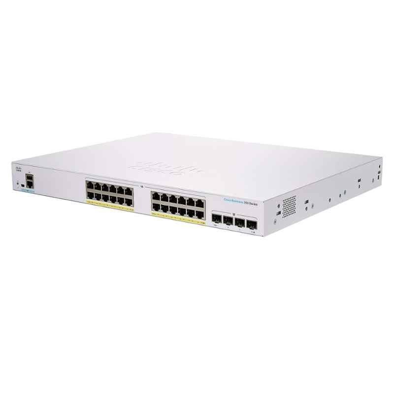 Cisco 370W 24 Port Full PoE 4x1G SFP Managed Network Switch, CBS350-24FP-4G