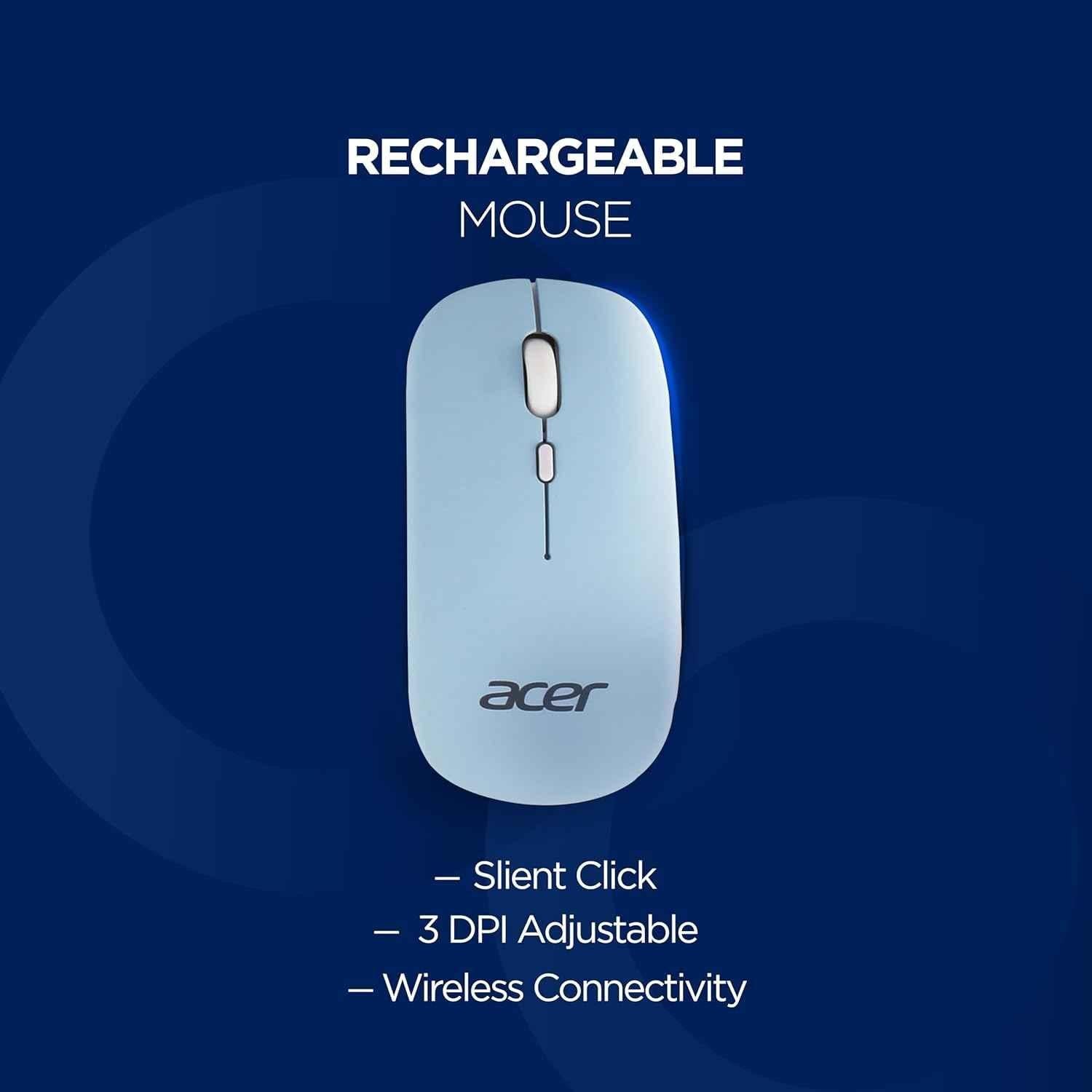 Acer Blue 10m Wireless Keyboard & 3 DPI Mouse Combo, ZC.A01SI.222 - view 2