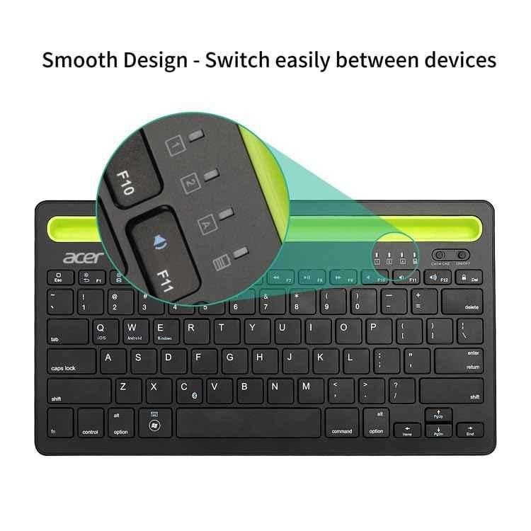 Acer ABS Black Swift Slim Wireless Rechargeable Keyboard with Cradle, ZC.A01SI.18K - view 1