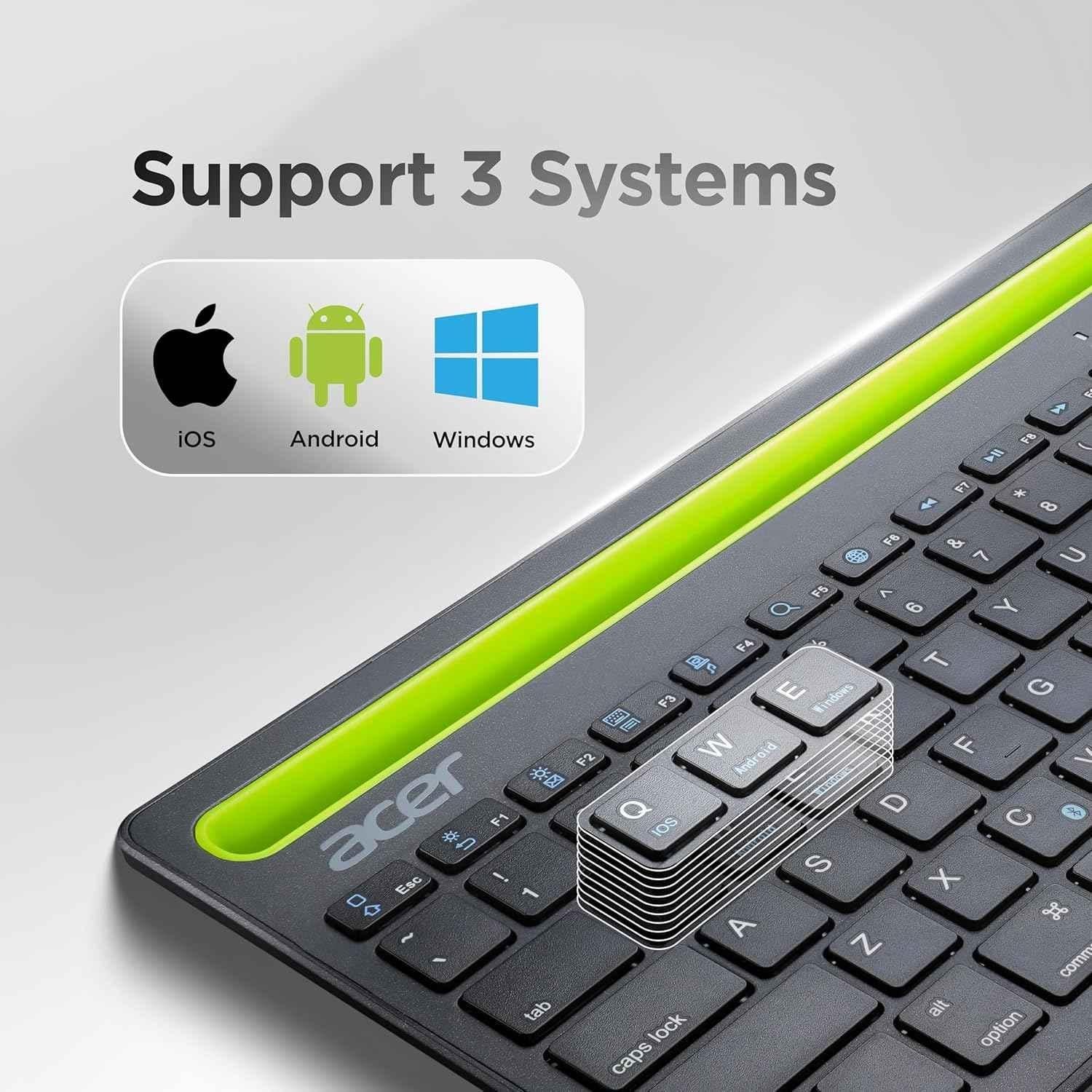 Acer ABS Black Swift Slim Wireless Rechargeable Keyboard with Cradle, ZC.A01SI.18K - view 3