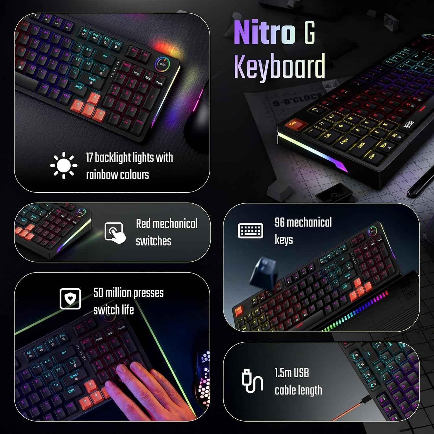 Acer Nitro G 96 Keys Black Wired Mechanical USA-A Gaming Keyboard with RGB Lighting, ZC.A01SI.3RW - view 2
