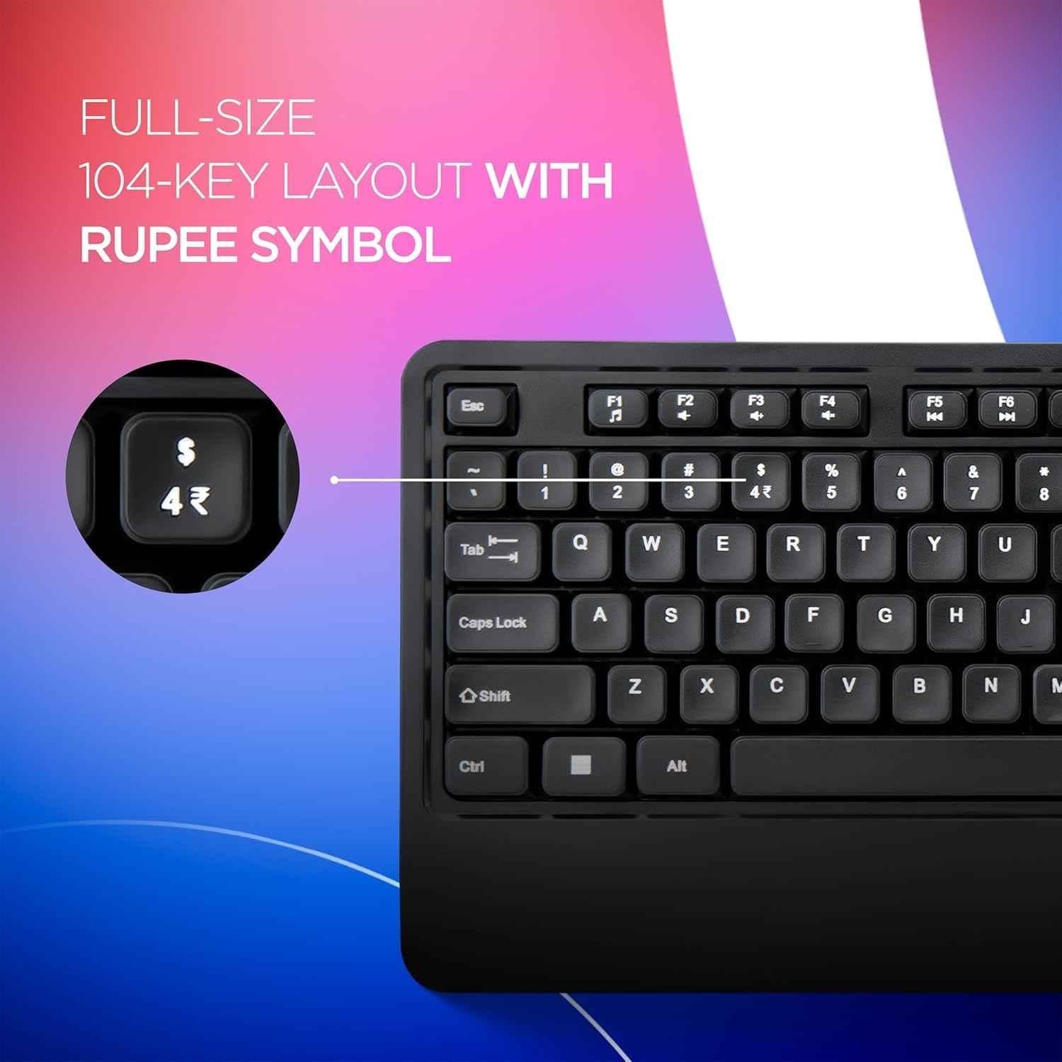 Acer Black USB 2.0 Wired Keyboard & Mouse Combo with 1600 DPI & Rupee Symbol Key, ZC.A01SI.2DQ - view 2