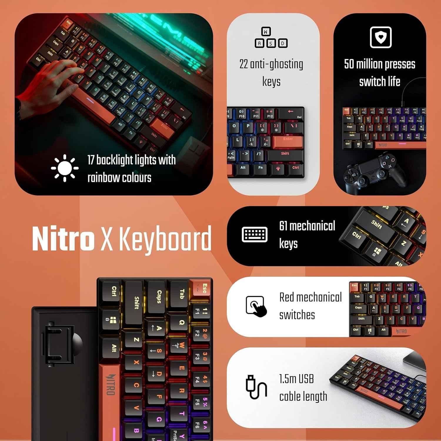 Acer Nitro X 83 Keys Black USB-A Wired Mechanical Gaming Keyboard, ZC.A01SI.3RV - view 1