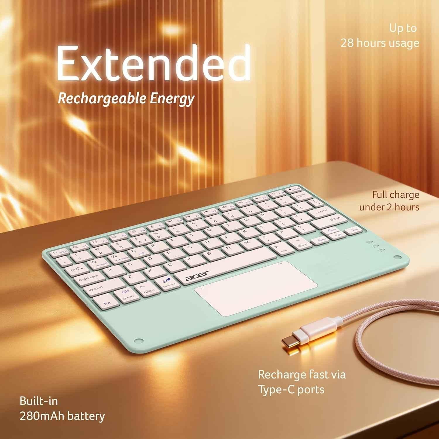 Acer Nano Pad 280mAh Green Touch Ultra Slim Portable Wireless Keyboard with Built-in Touchpad, ZC.A01SI.4YV - view 1