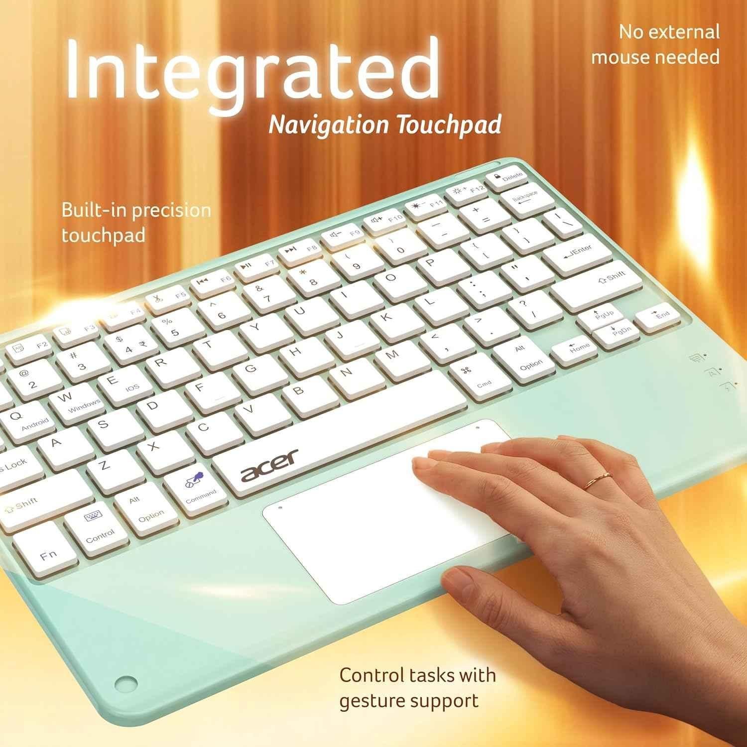 Acer Nano Pad 280mAh Green Touch Ultra Slim Portable Wireless Keyboard with Built-in Touchpad, ZC.A01SI.4YV - view 3