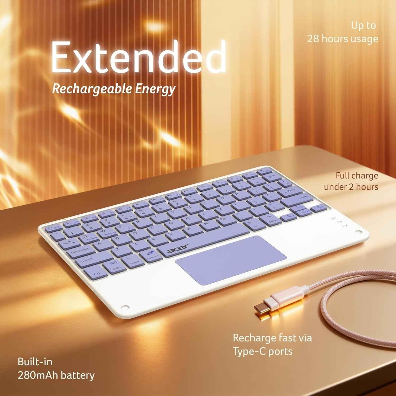 Acer Nano Pad 280mAh Purple Touch Ultra Slim Portable Wireless Keyboard with Built-in Touchpad, ZC.A01SI.4YT - view 3