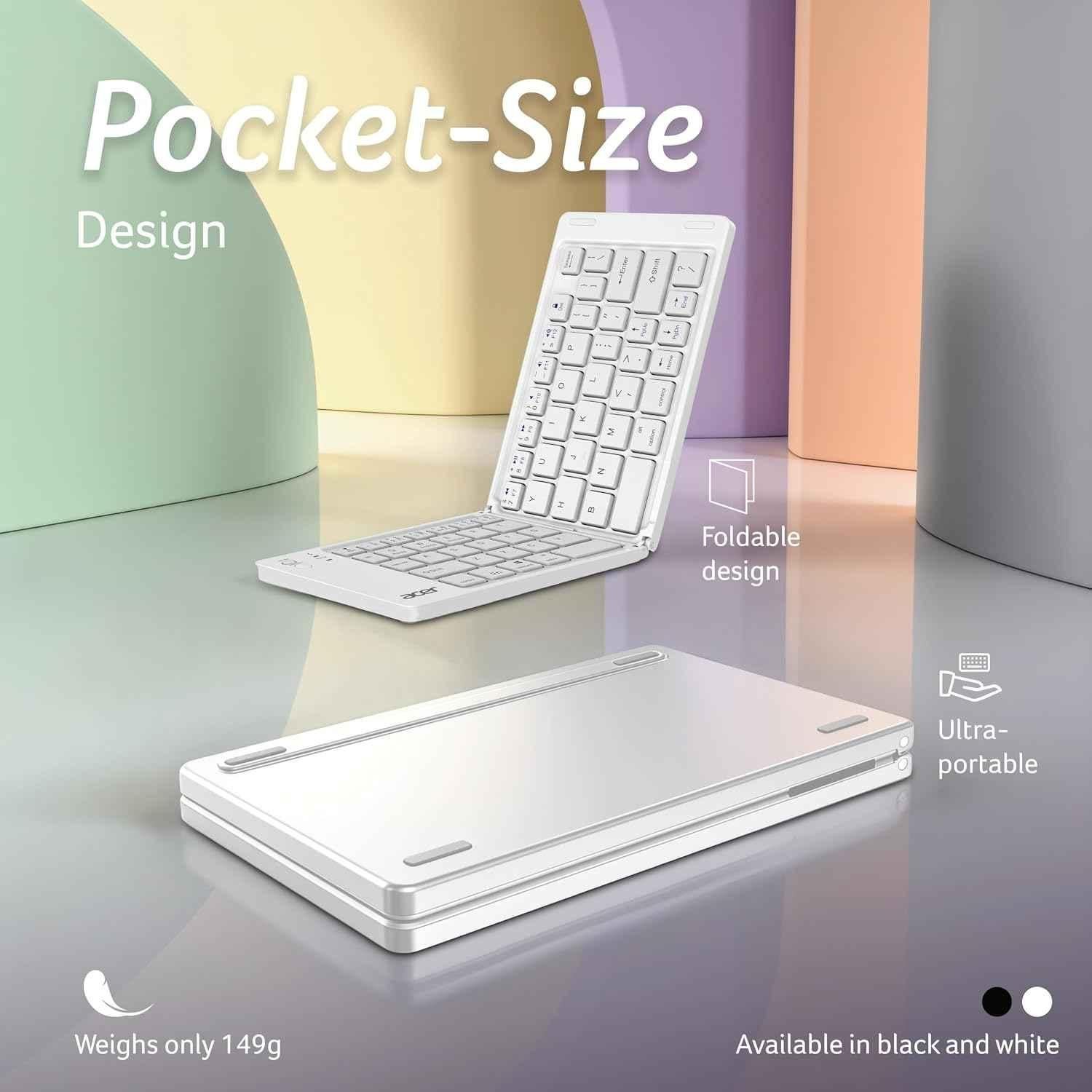 Acer MiniFold 180mAh 66-Key White Foldable Portable Bluetooth Keyboard with Bluetooth 5.0, Rechargeable Battery, Type-C Charging, ZC.A01SI.4YL - view 2