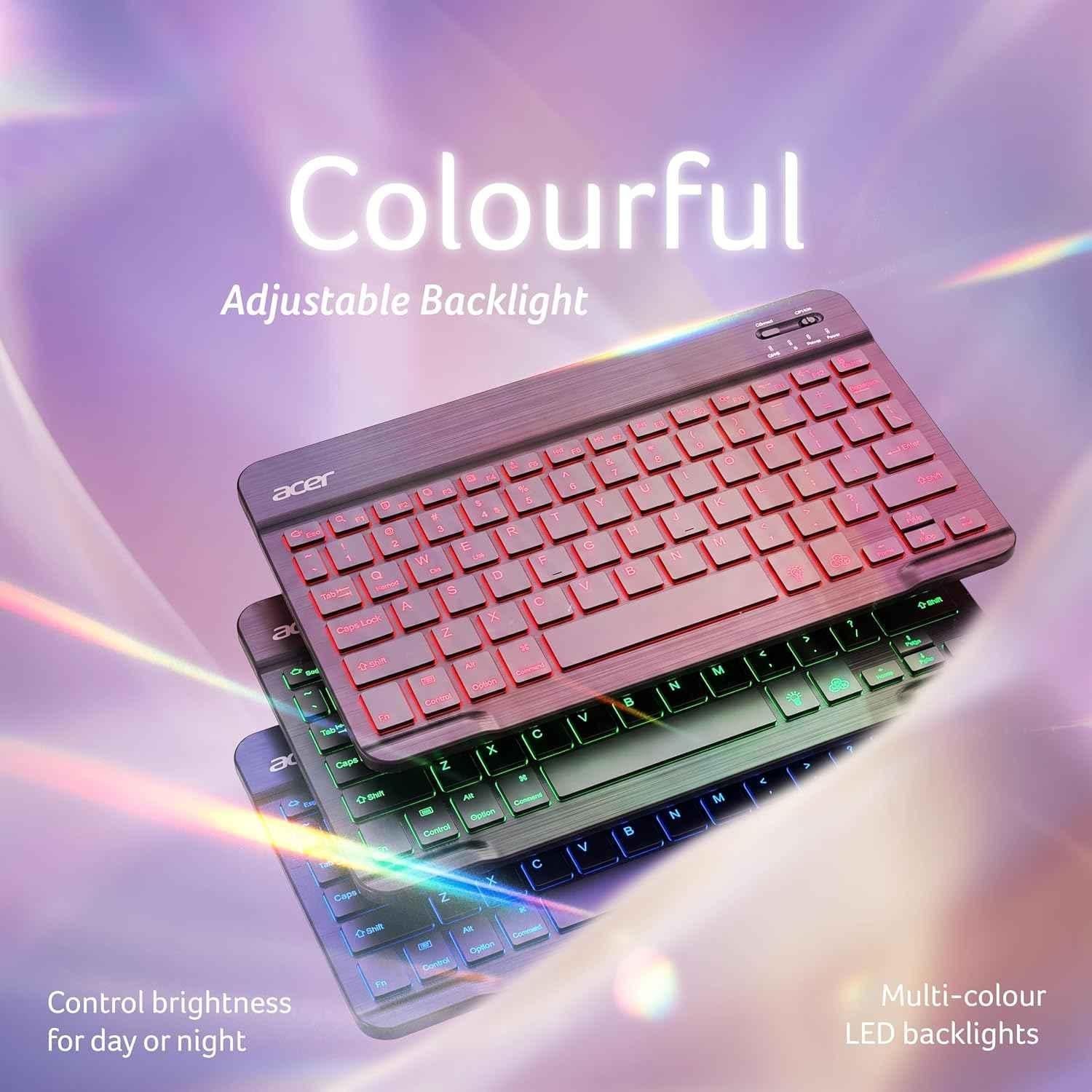Acer Nano Pad 420mAh Slim Wireless Backlit Keyboard with Bluetooth 5.0, Multi-Device Support & RGB Backlit Keys, ZC.A01SI.4YK - view 2