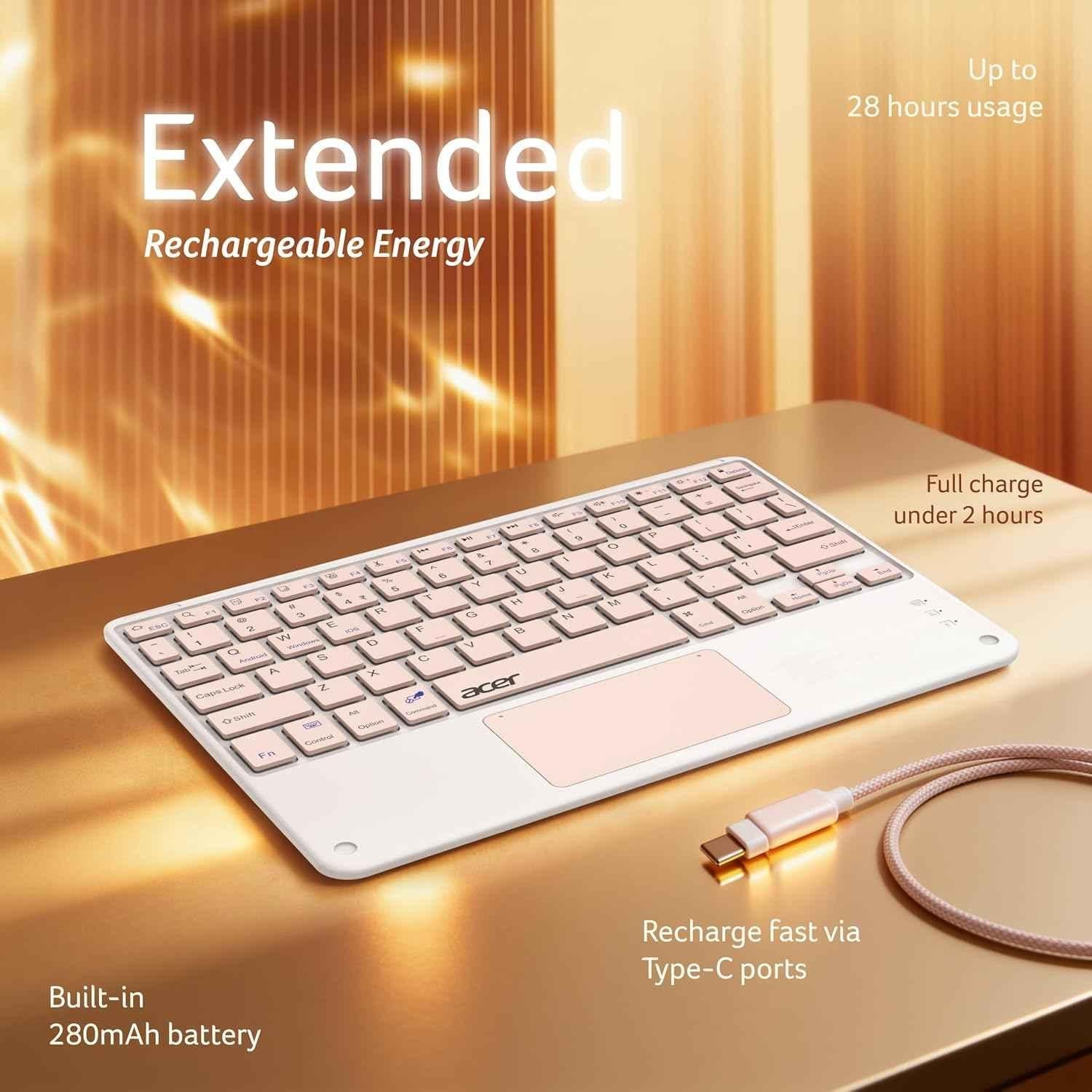 Acer Nano Pad 280mAh Peach Touch Ultra Slim Portable Wireless Keyboard with Built-in Touchpad ZC.A01SI.4YU - view 2