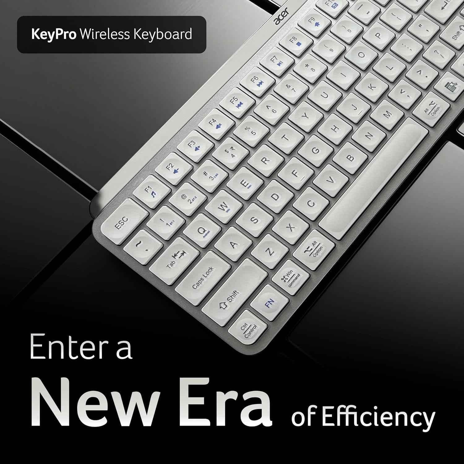 Acer KeyPro X105 2.4GHz ABS Silver Wireless Keyboard with Dual Mode, ZC.A01SI.3ZG - view 2