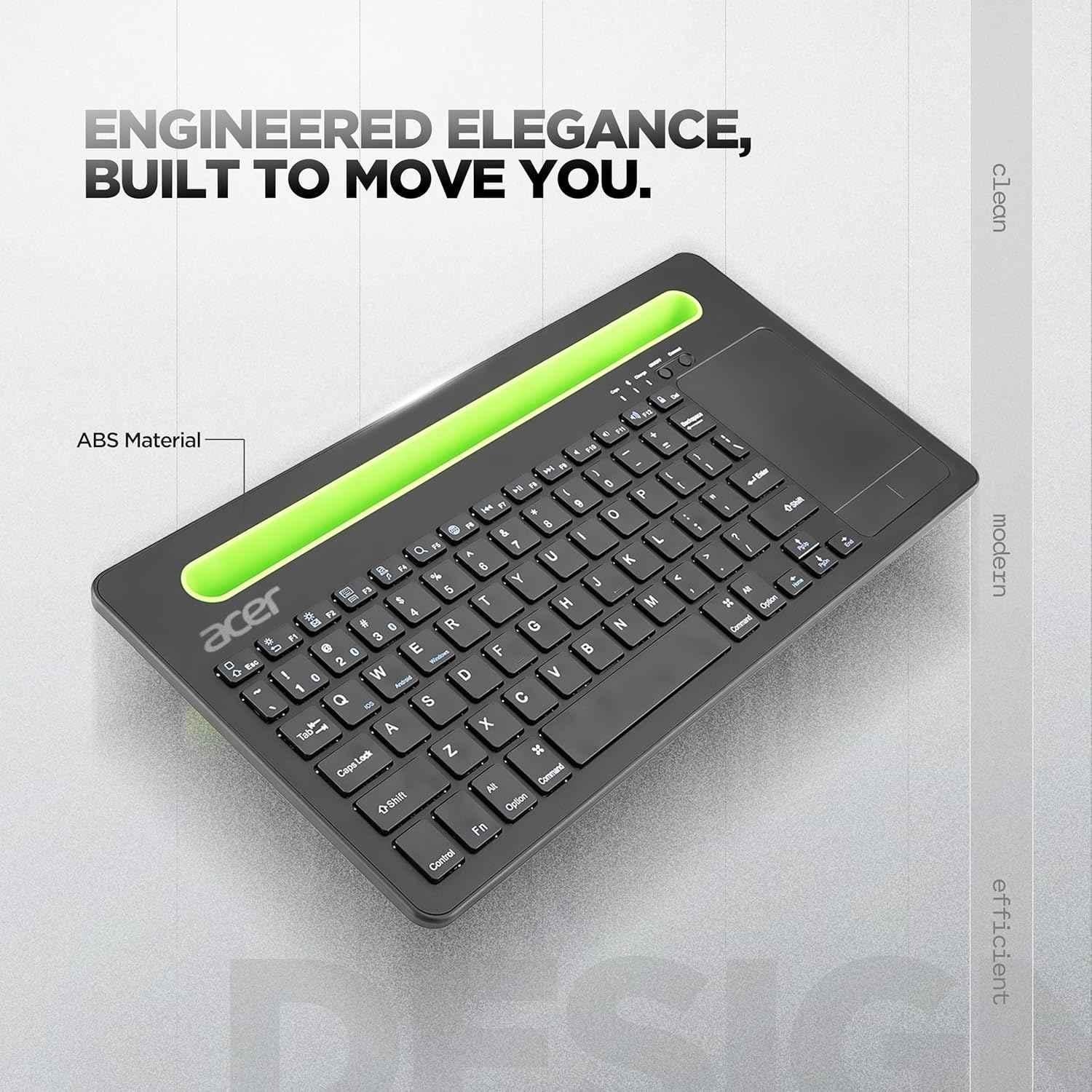 Acer SwiftConnect ABS Black Wireless Rechargeable Keyboard with Cradle & Dual Channel Switch, ZC.A01SI.224 - view 1