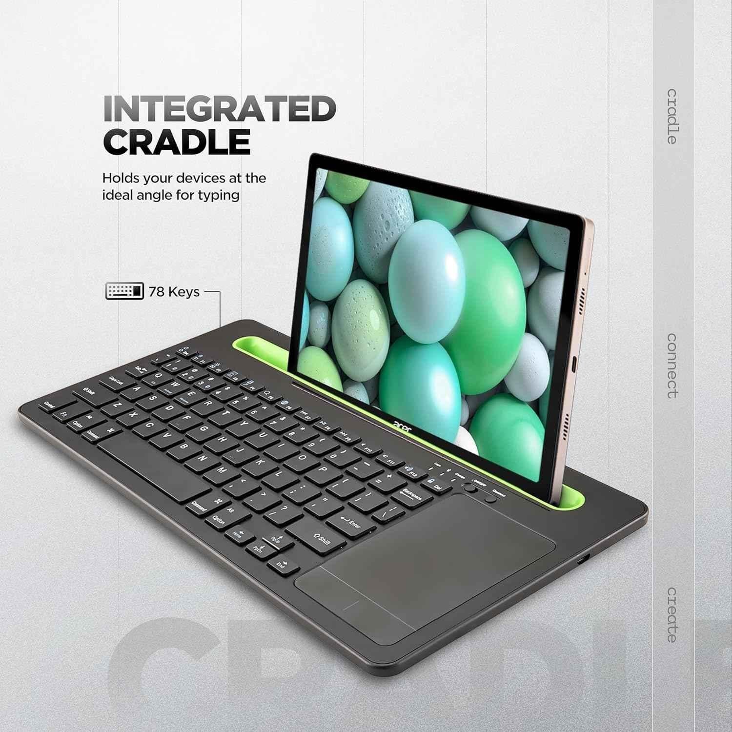 Acer SwiftConnect ABS Black Wireless Rechargeable Keyboard with Cradle & Dual Channel Switch, ZC.A01SI.224 - view 4