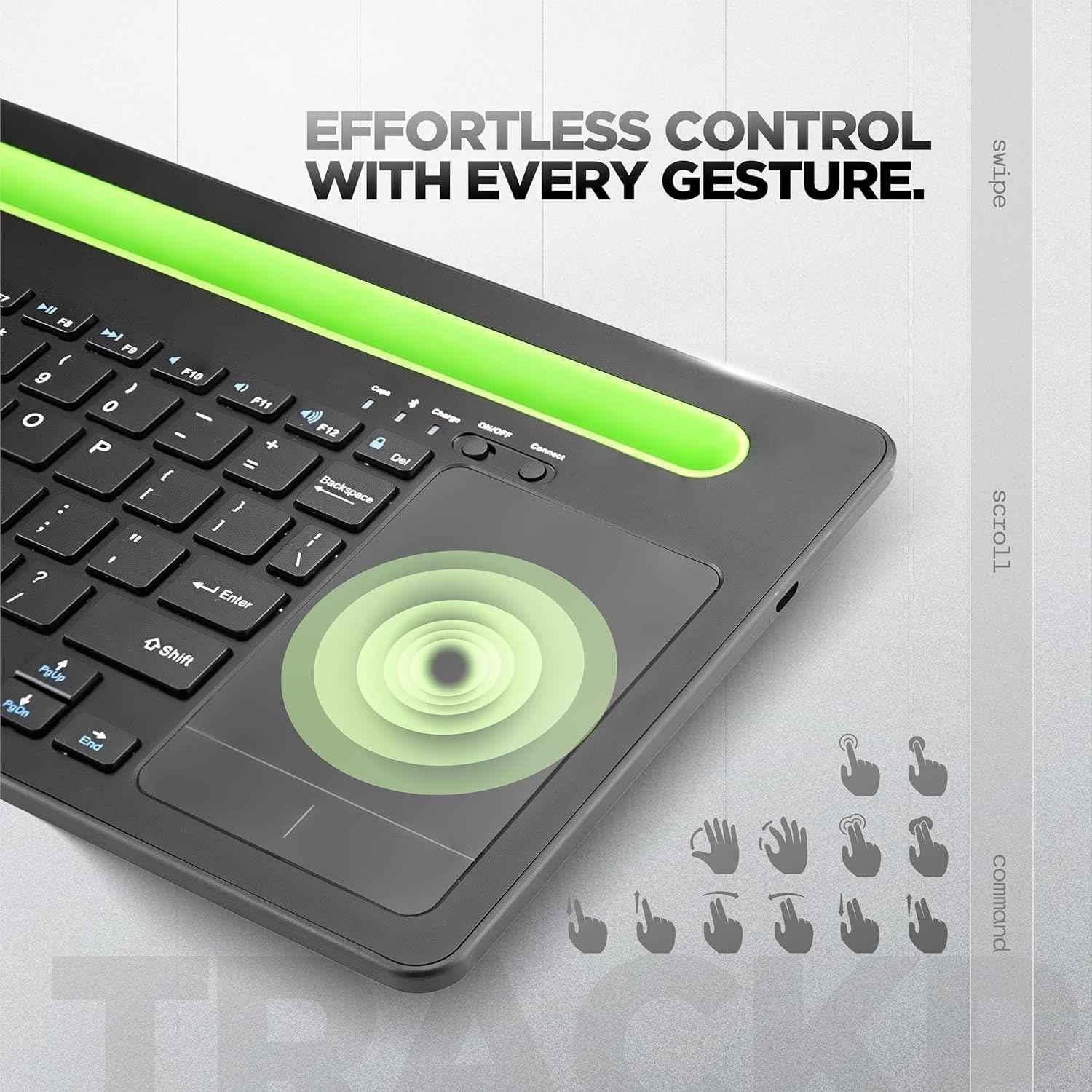 Acer SwiftConnect ABS Black Wireless Rechargeable Keyboard with Cradle & Dual Channel Switch, ZC.A01SI.224 - view 5