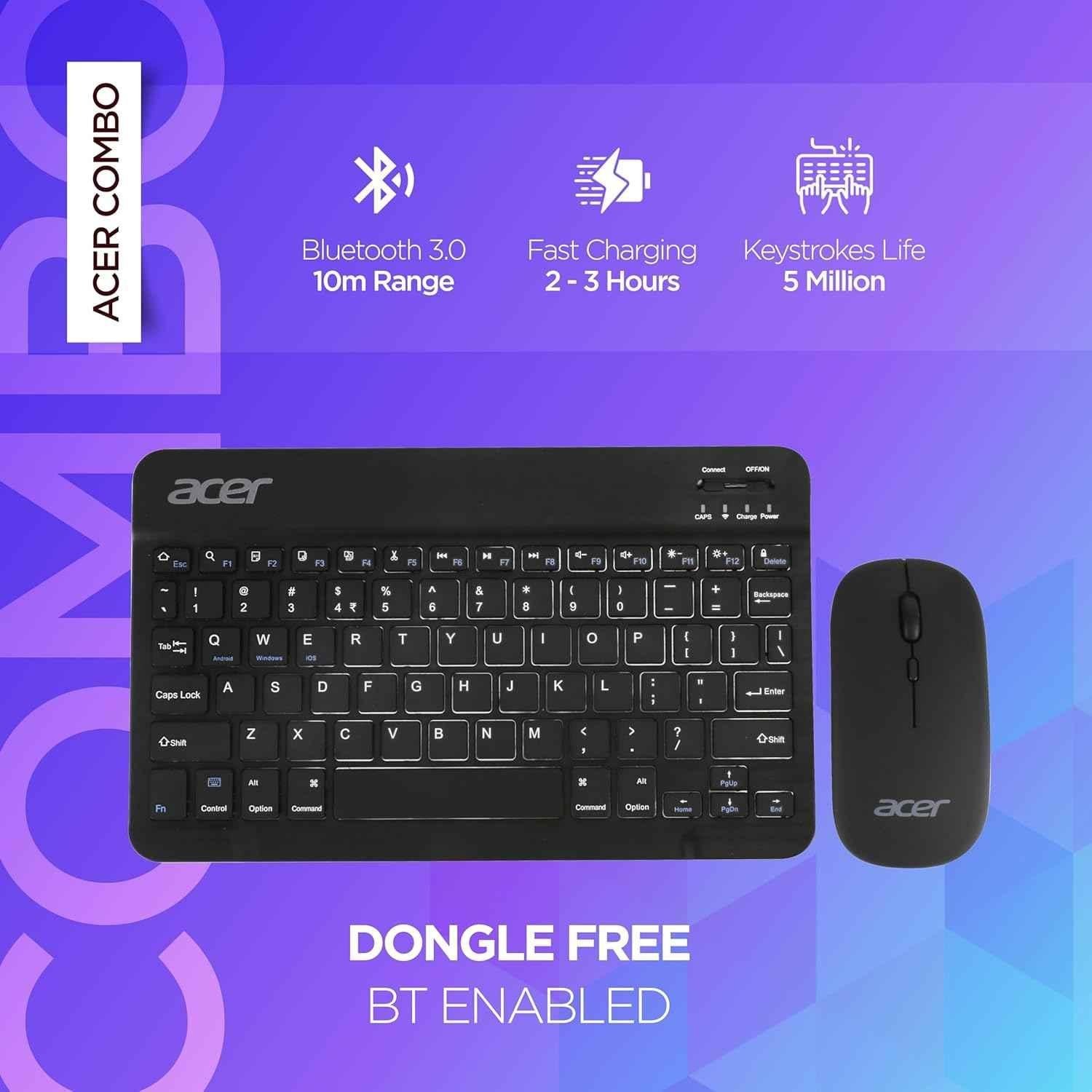 Acer 10m Black Wireless Keyboard & 3 DPI Mouse Combo, ZC.A01SI.223 - view 4