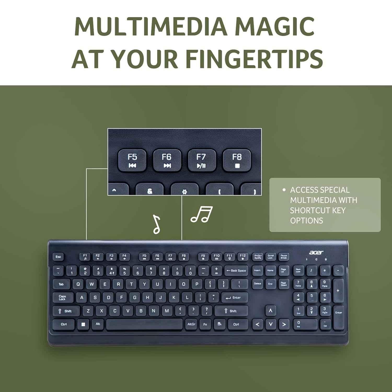 Acer Black Wireless Keyboard & Mouse Combo with 2.4 GHz Nano Receiver & 1600 DPI, ZC.A01SI.0EU - view 2