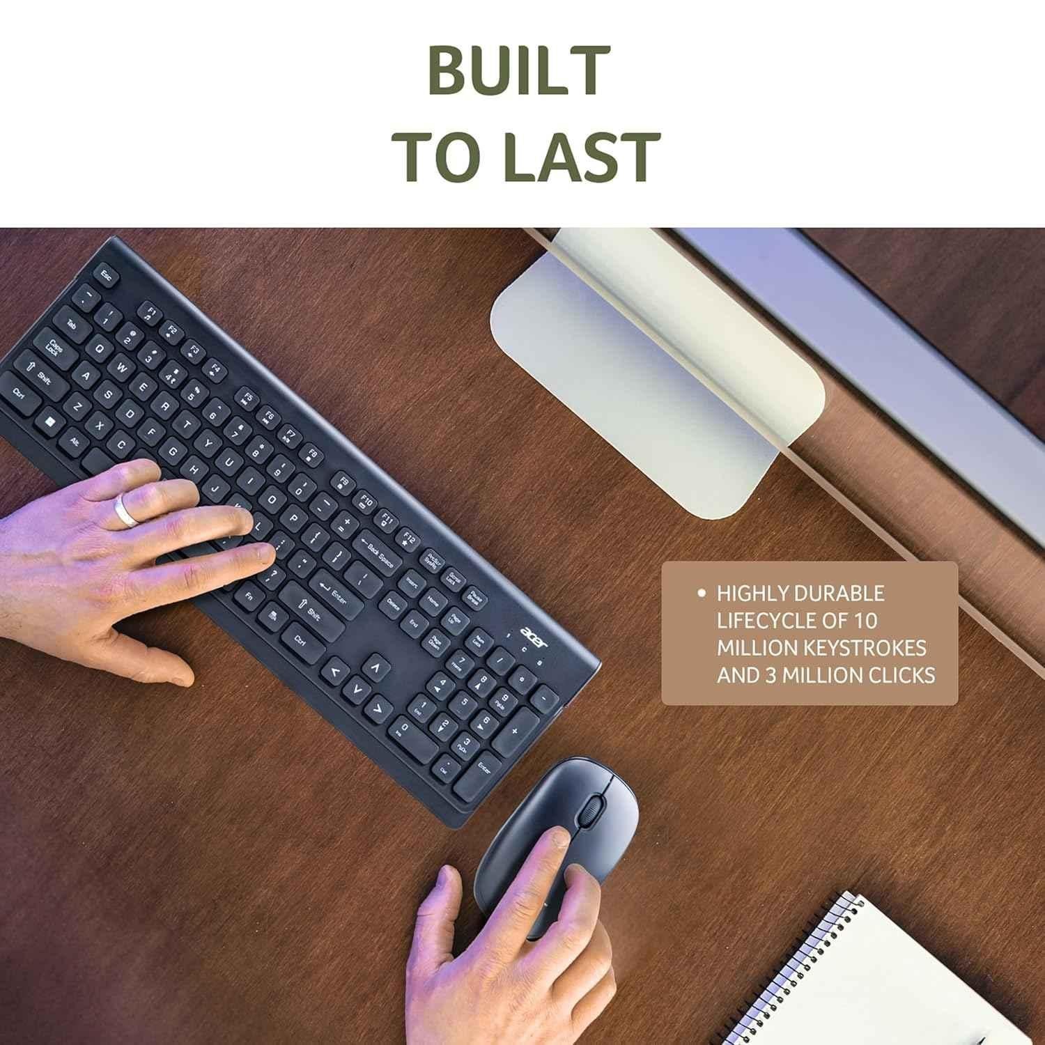 Acer Black Wireless Keyboard & Mouse Combo with 2.4 GHz Nano Receiver & 1600 DPI, ZC.A01SI.0EU - view 3