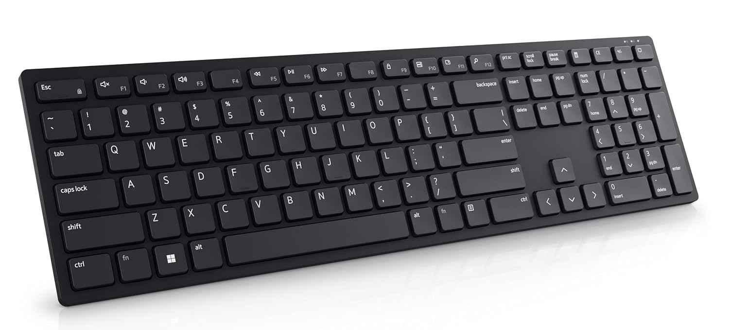 Dell KB500 Black Wireless Keyboard with USB Wireless Receiver, 2.4 GHz Interface & 2xAAA Batteries