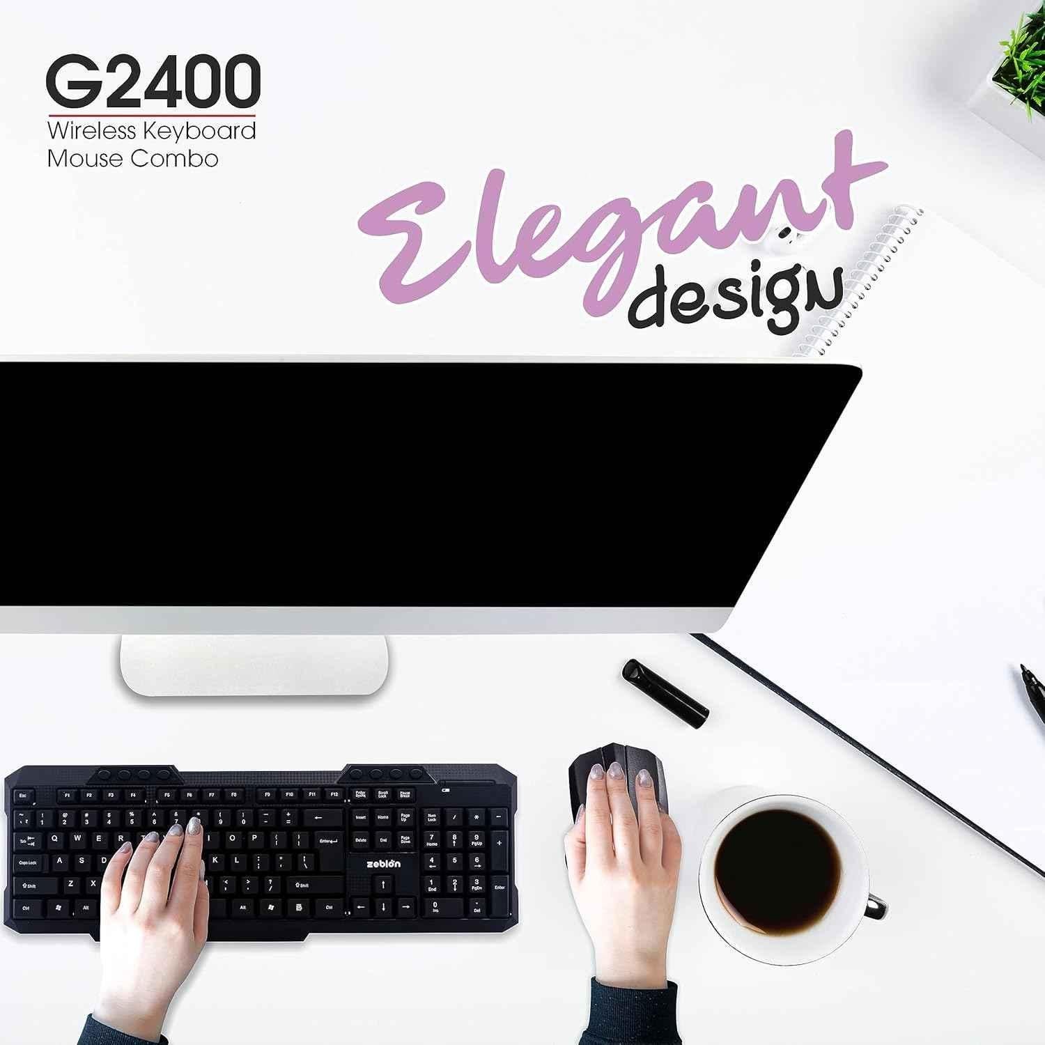 Zebion G2400 USB Wireless Black Keyboard & 1600dpi Wireless Mouse with Nano Receiver Combo, ITD-29 - view 2