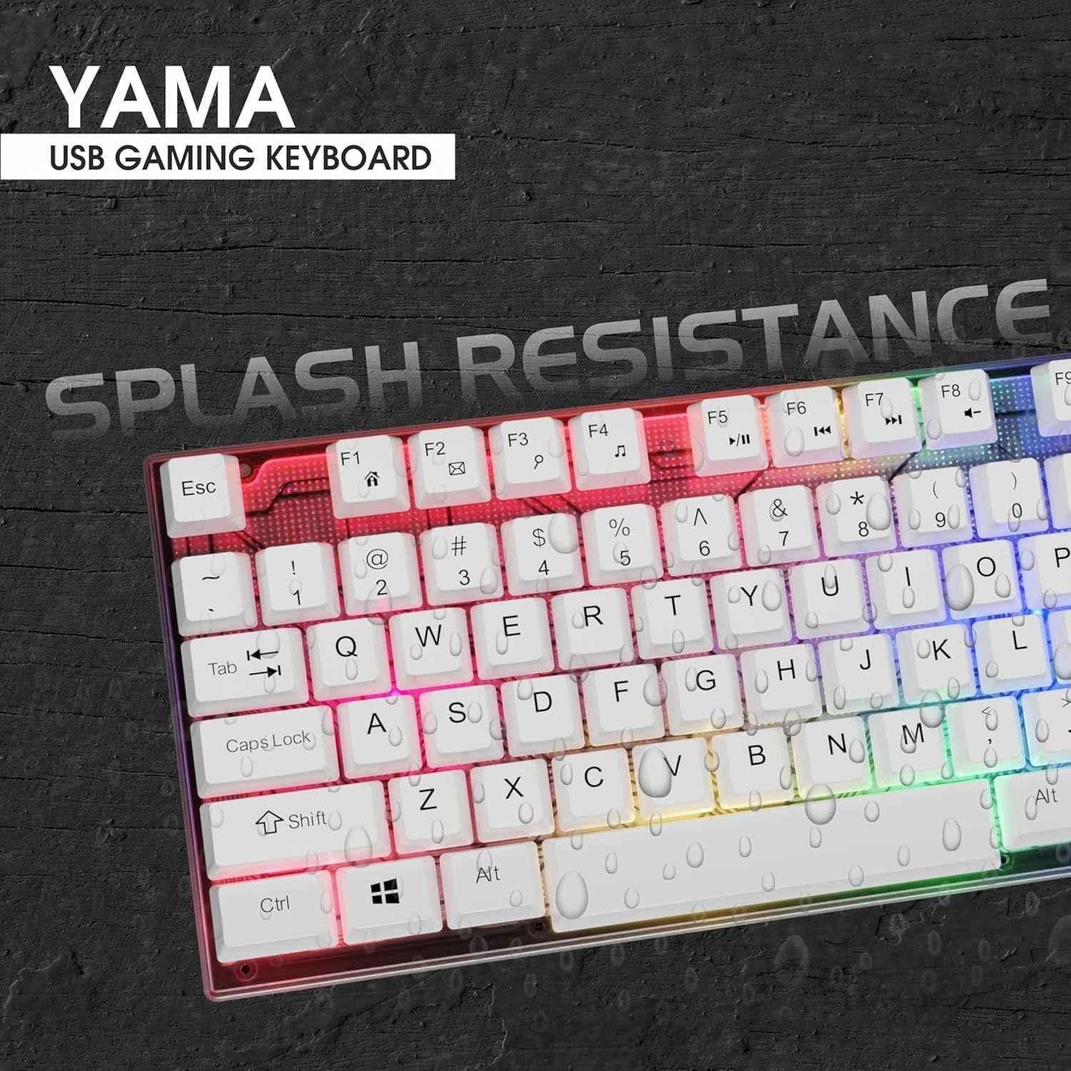 Zebion YAMA USB White Wired LED Gaming Keyboard with Splash Resistance & 104 Rainbow Backlit Keys - view 4