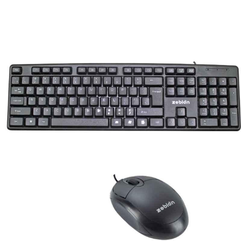 Zebion K500+Elfin Black USB Wired Mouse & Keyboard Combo
