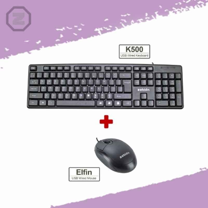 Zebion K500+Elfin Black USB Wired Mouse & Keyboard Combo - view 2