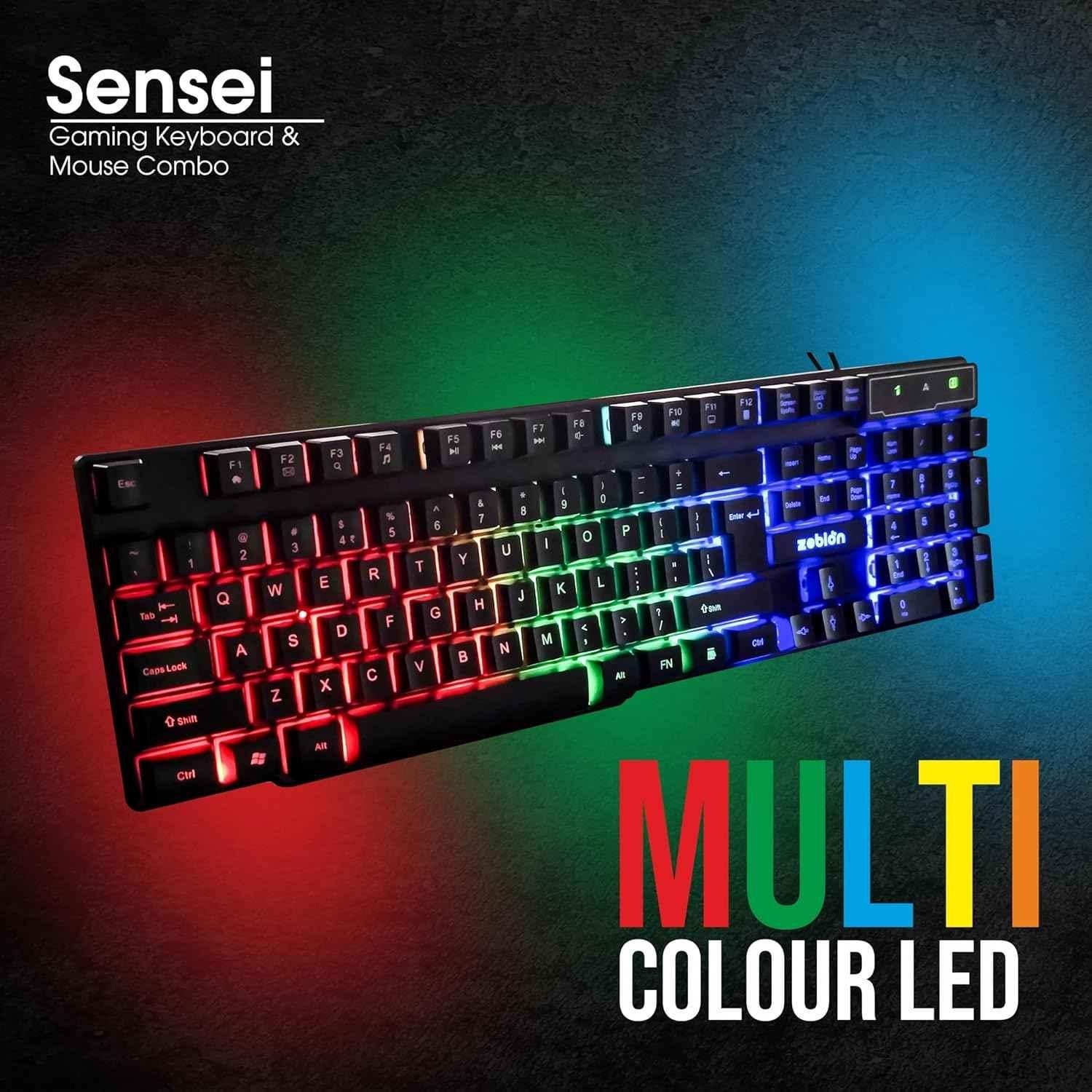 Zebion Sensei 104 Keys USB Wired Black Keyboard & 1600dpi 4 Buttons RGB LED Black Mouse Combo, ITD-32 - view 2
