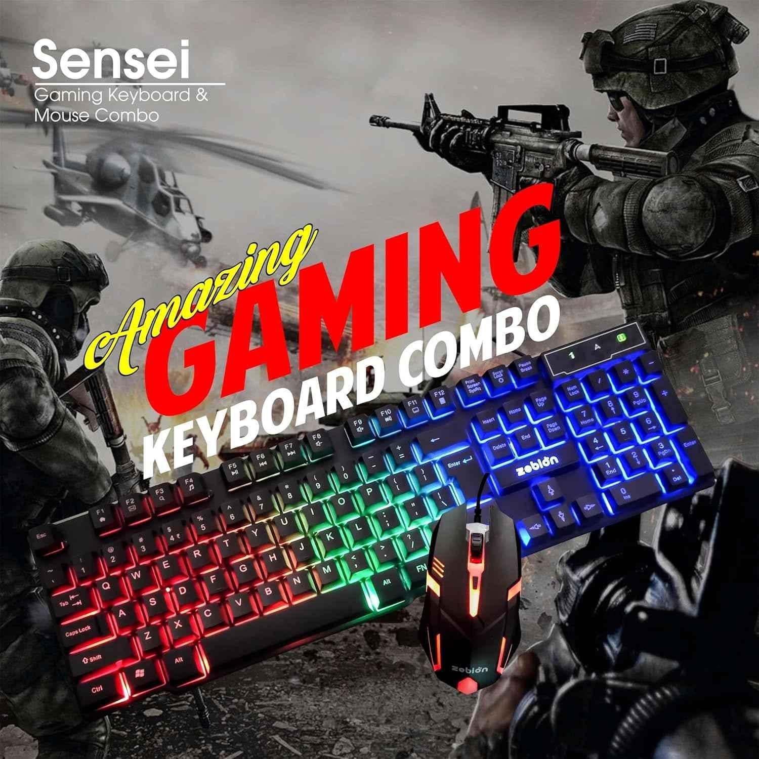 Zebion Sensei 104 Keys USB Wired Black Keyboard & 1600dpi 4 Buttons RGB LED Black Mouse Combo, ITD-32 - view 3