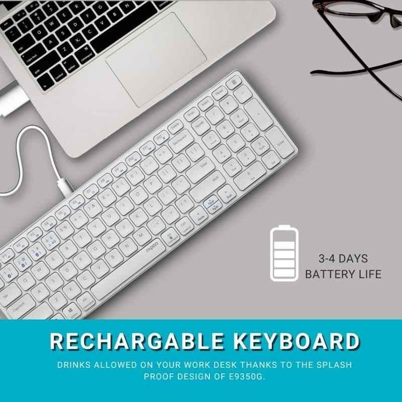 Rapoo E9350G White C-Type Rechargeable Multi-Device Wireless Keyboard - view 1