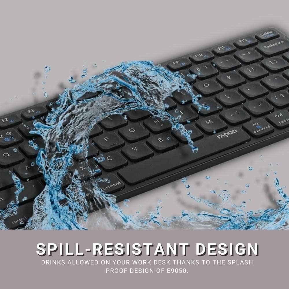 Rapoo Dark Grey Bluetooth Rechargeable Type-C USB Wireless Keyboard, E9050G - view 4