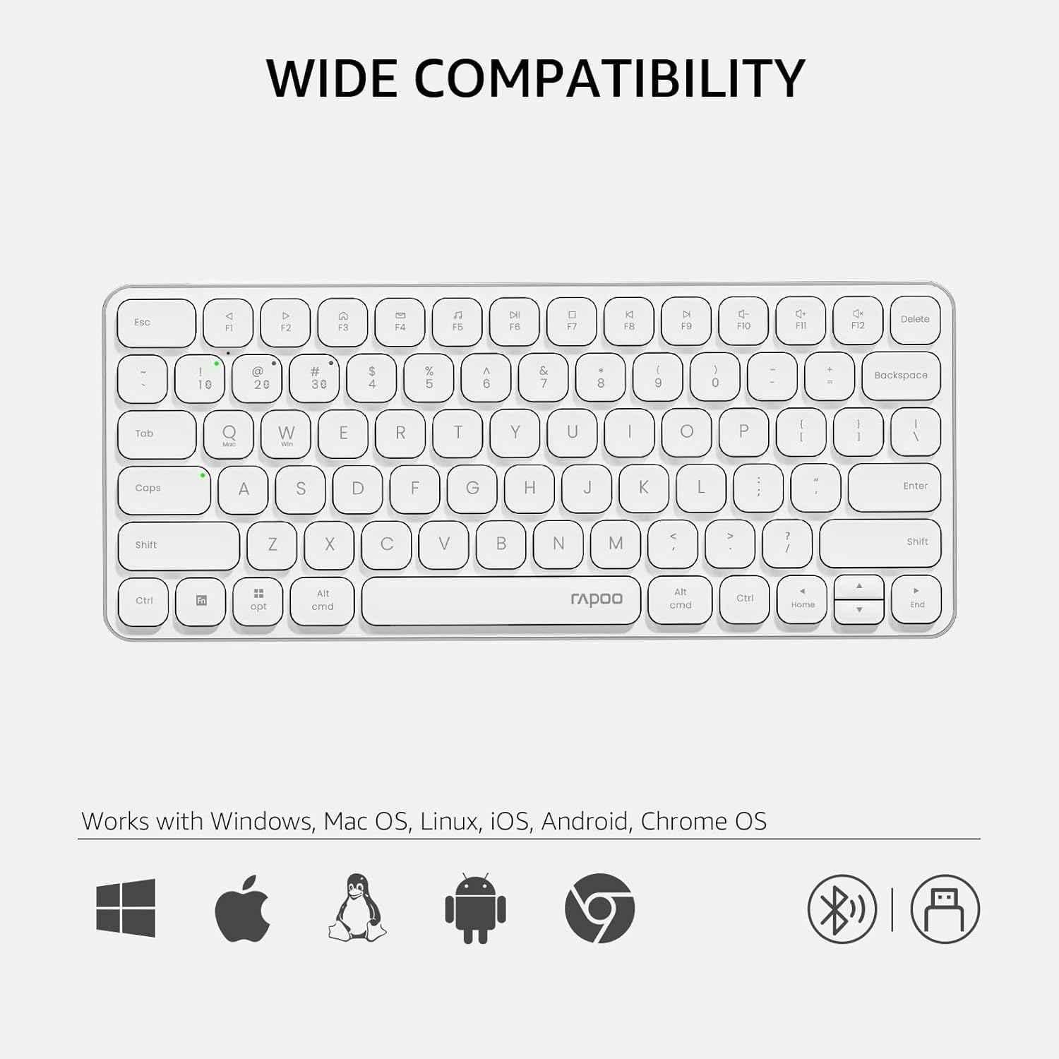 Rapoo E9050L 2.4GHz 78 Key White Wireless Keyboard - view 2