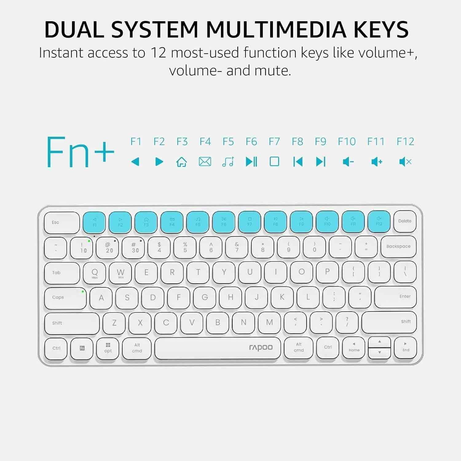 Rapoo E9050L 2.4GHz 78 Key White Wireless Keyboard - view 3