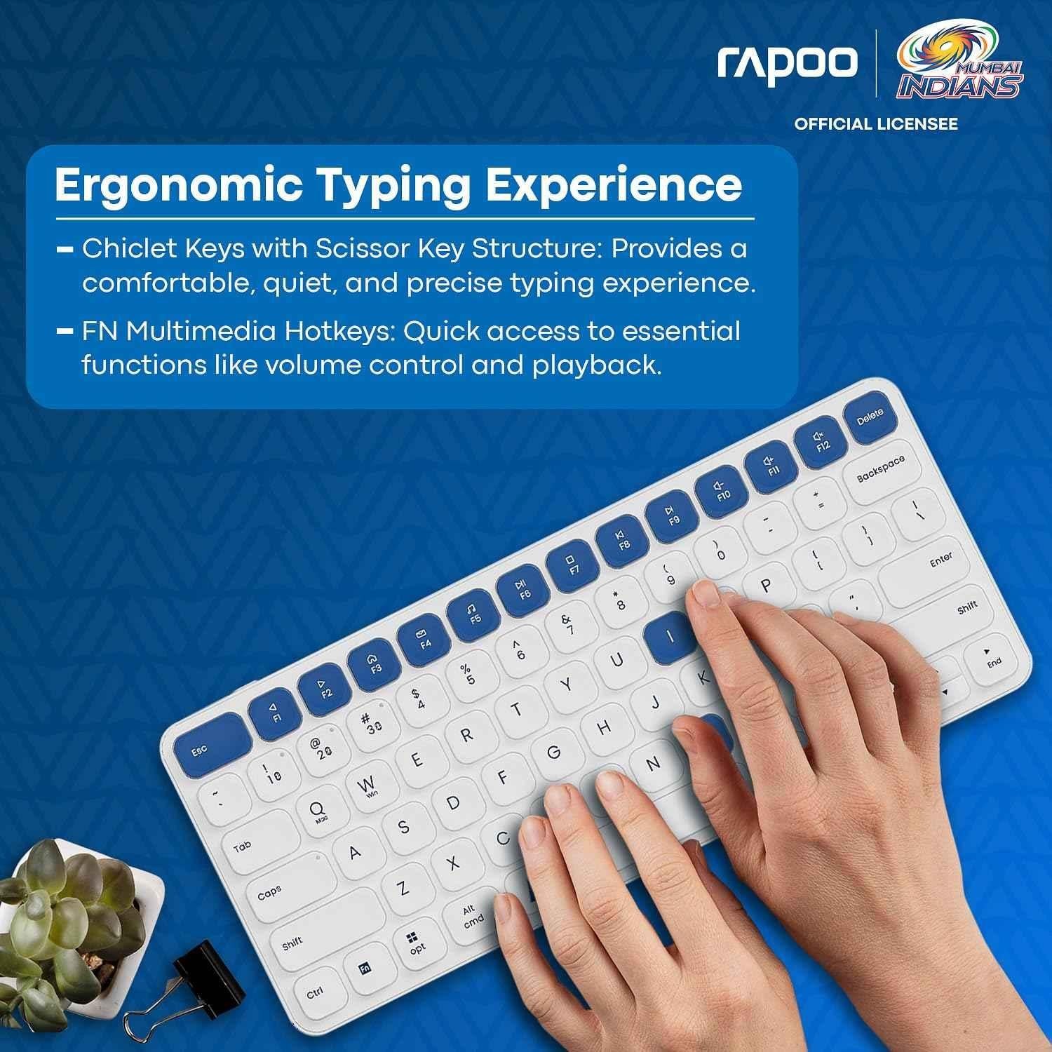 Rapoo E9050L 2.4GHz 78 Keys White & Blue Wireless Keyboard - view 3