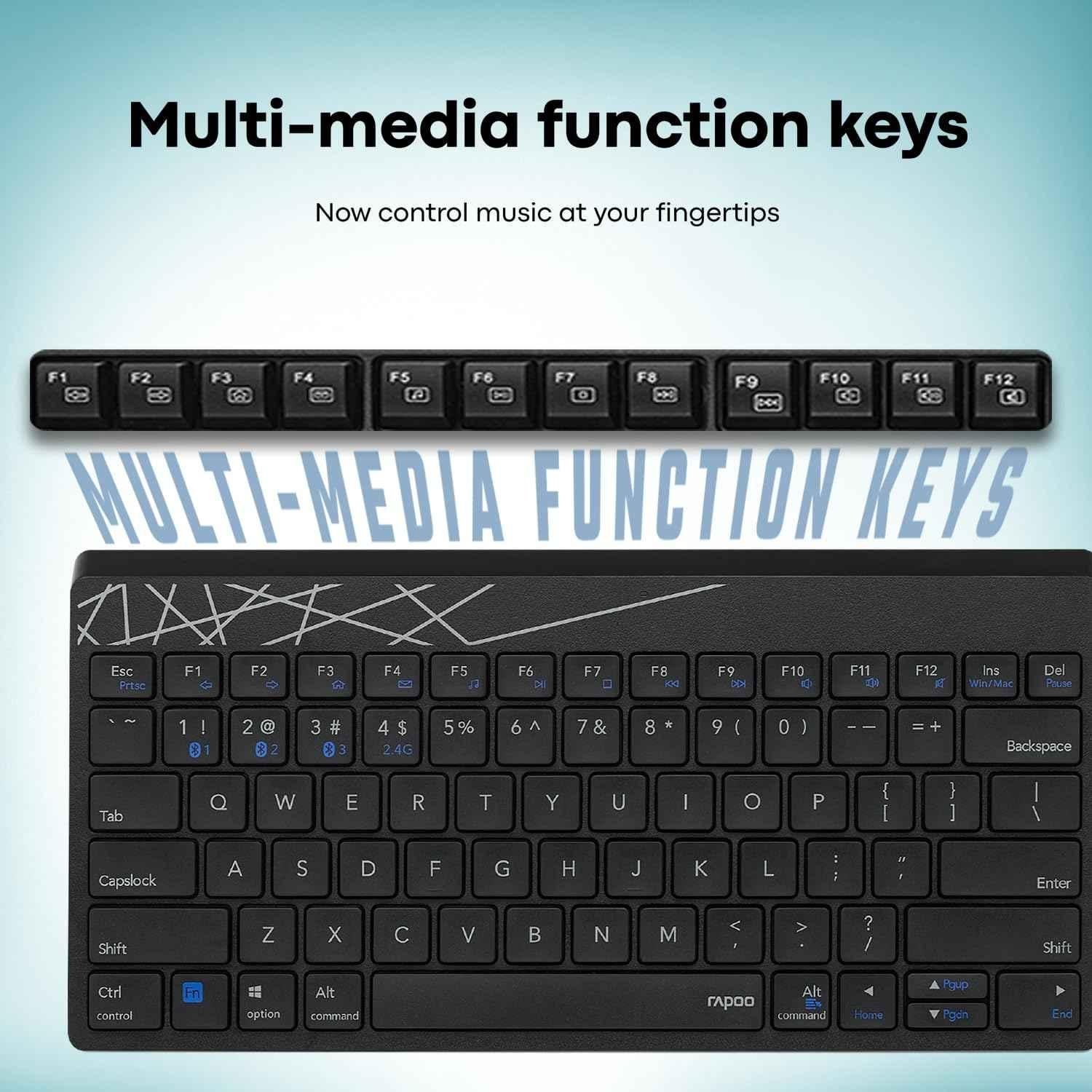 Rapoo K8000M 2.4GHz Black Multi-Mode Wireless Keyboard - view 2