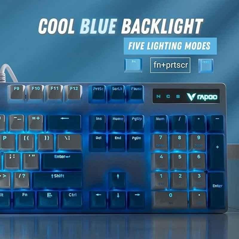 Rapoo V500 Pro White Cerulean Full Size Mechanical USB-A Gaming Keyboard with Aluminium Alloy Body - view 1