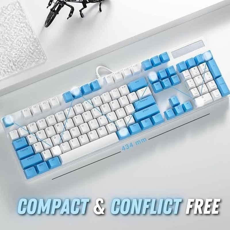 Rapoo V500 Pro White Cerulean Full Size Mechanical USB-A Gaming Keyboard with Aluminium Alloy Body - view 2