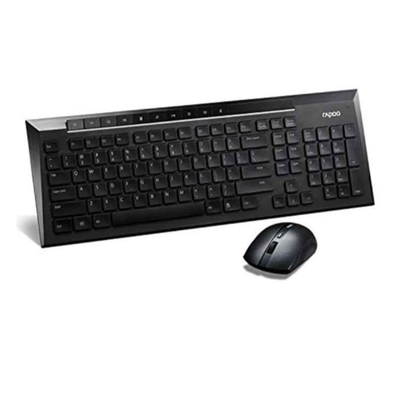 Rapoo 5.8 Ghz Black 500/1000 DPI Wireless Optical MM Combo of Keyboard & Mouse, 8200P